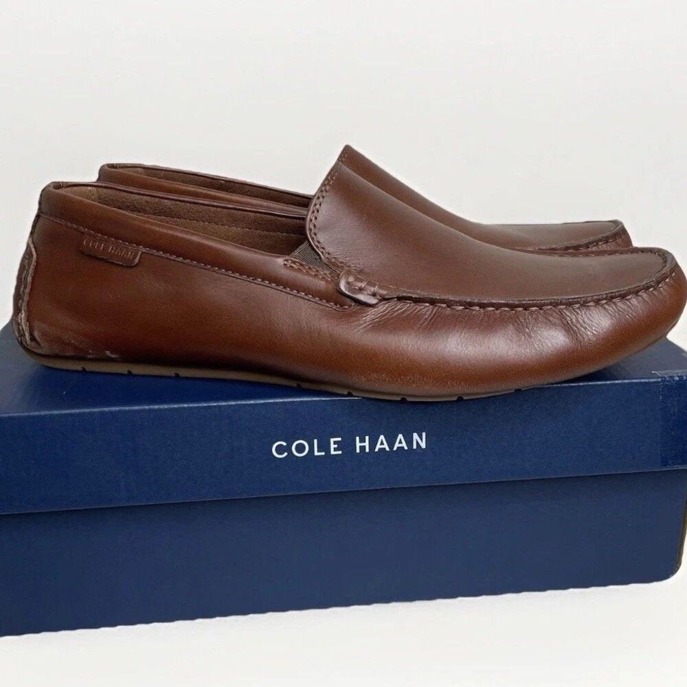 Cole Haan Grand+ Venetian Drivers Men's Size 9.5 Leather Loafers Brown *SCUFFED*